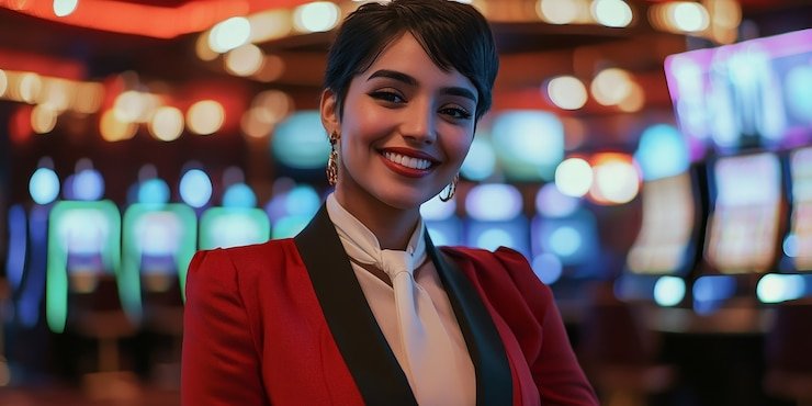 Pengguna Indonesia tengah bermain live casino di mob77 dengan antarmuka bahasa lokal yang ramah